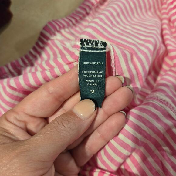 Lauren Ralph Lauren pajama sz M pink stripe capri pant READ 100% cotton - Picture 7 of 8